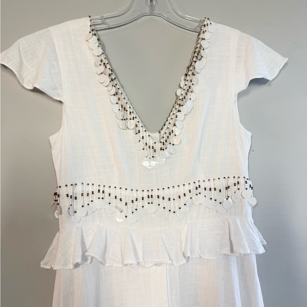 Bless the Mess White Maxi  fringe Ruffle Summer Dress - Barcelona Spain - Picture 3 of 5
